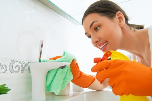 Carpet cleaning technician using safe working practices in South Croydon