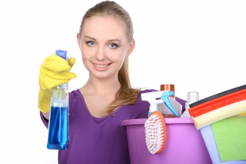 Technician assessing risks before starting a carpet cleaning task in a property